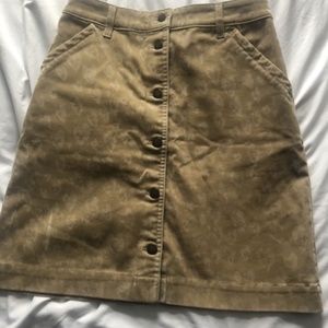Tan leopard print suede skirt